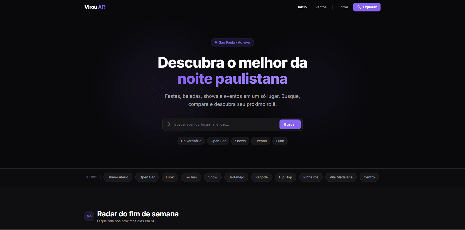 Virou Aí? interface preview
